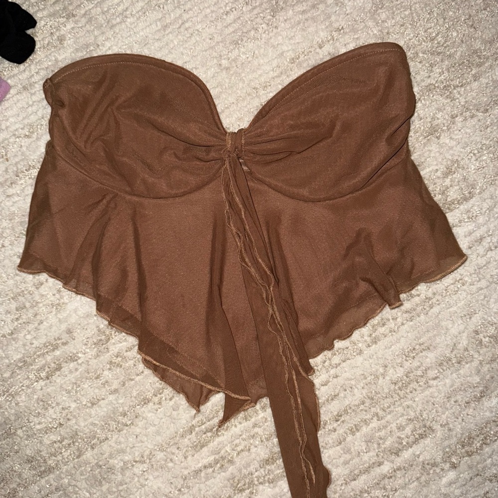 SHEIN Brown Strapless Crop Top